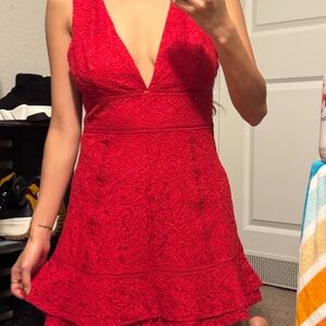 Lulus Red Lace decorated dress